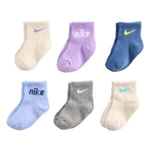 Nike 6 Pair Lightweight Ankle Socks - Kids Size 2-4 Years NEW